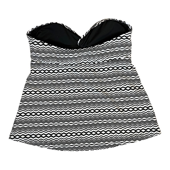 CONVERSE Bandeau Diamond Zigzag Black & White Strapless Swim Top Womens Large - Picture 8 of 11